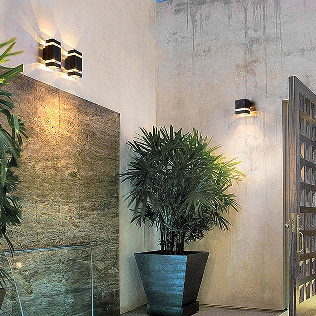 Square Round Waterproof Up And Down Lighting LED Modern Wall Sconces-Lighom