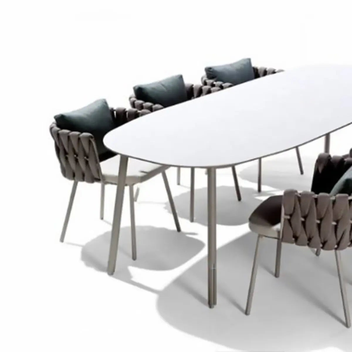 White Waterproof Stone Oval Outdoor Coffee Table