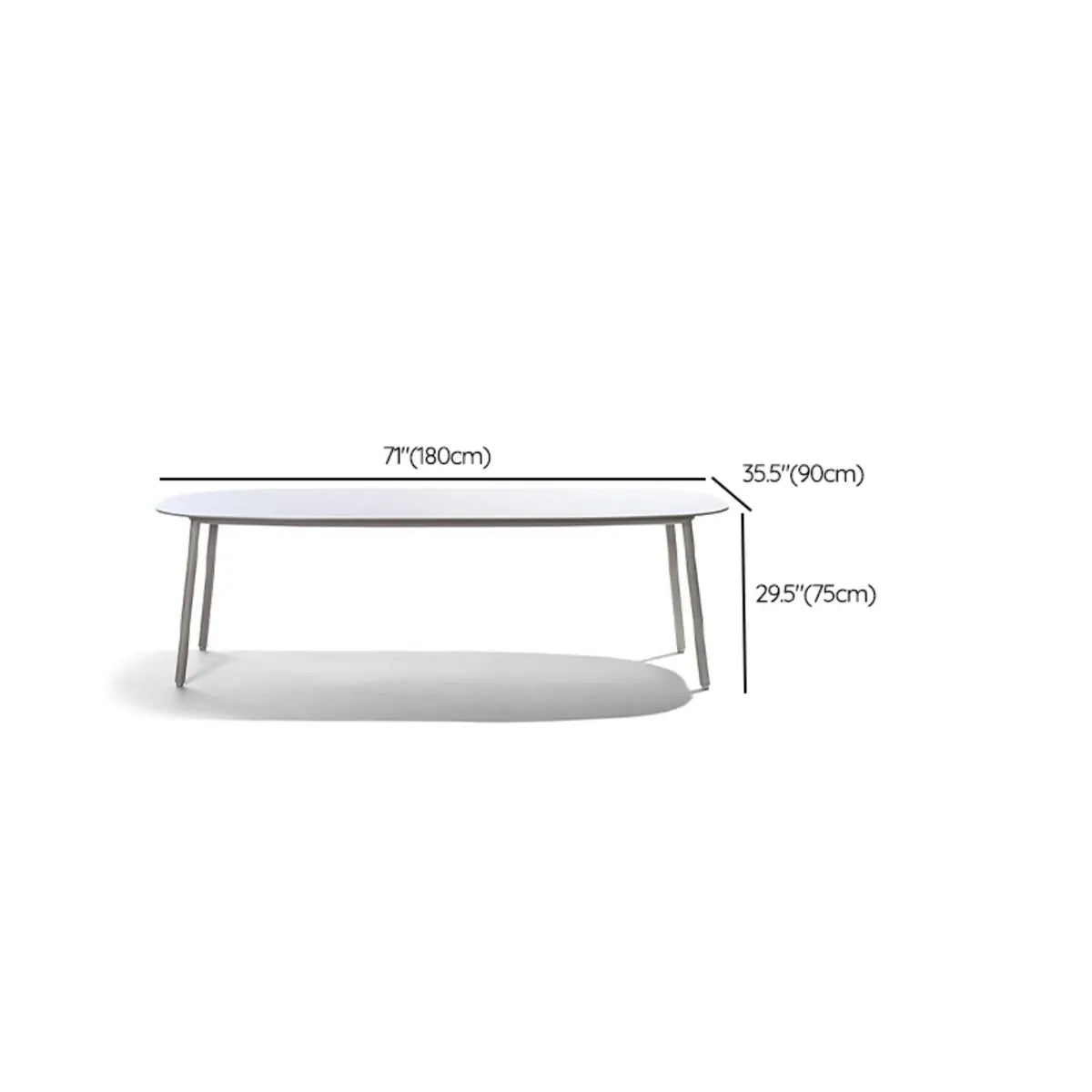 White Waterproof Stone Oval Outdoor Coffee Table