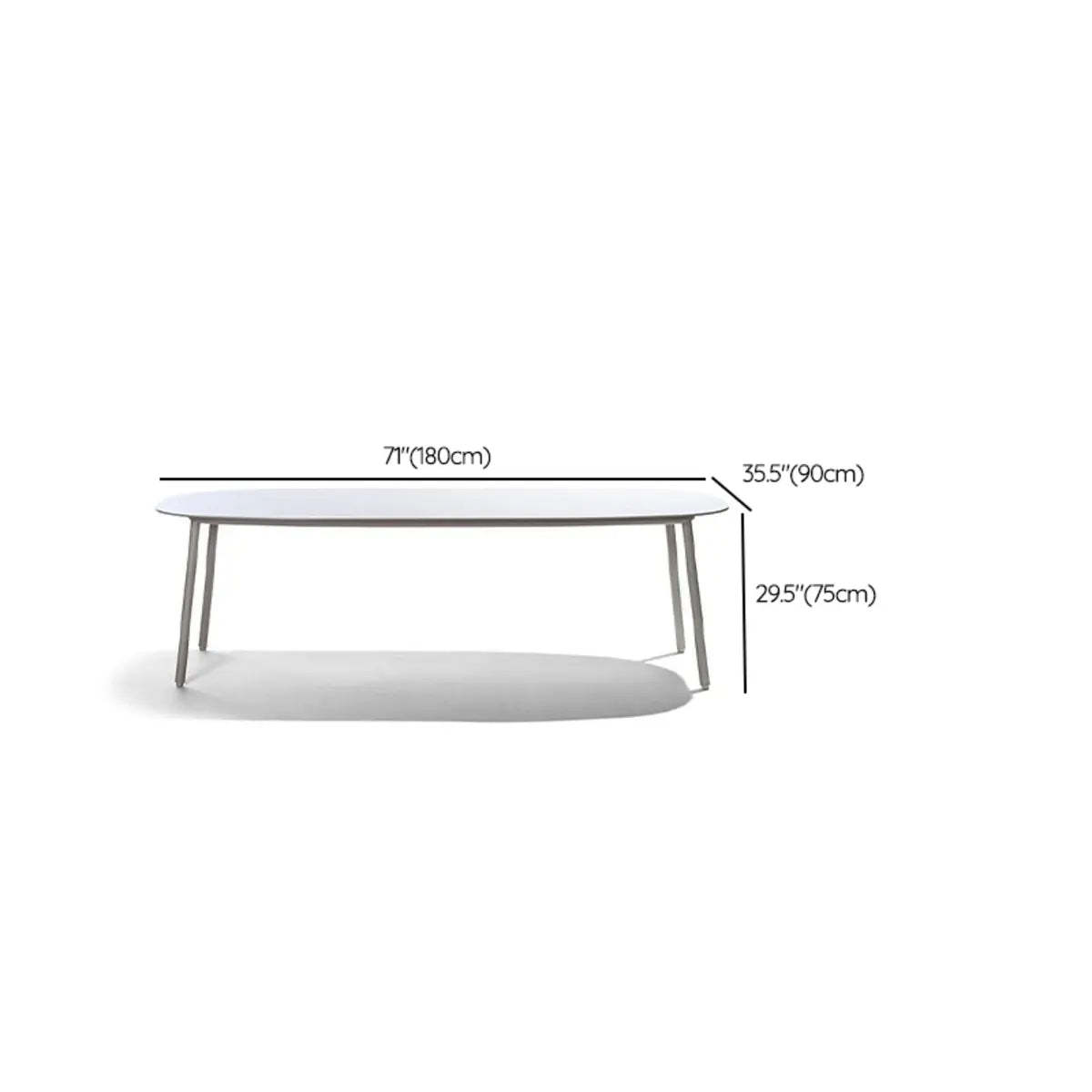 White Waterproof Stone Oval Outdoor Coffee Table