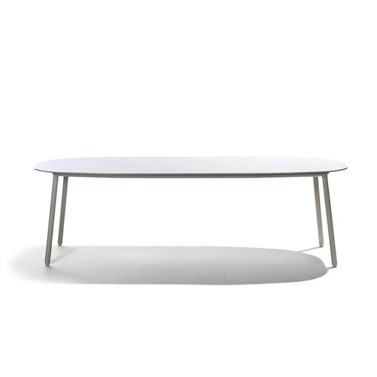 White Waterproof Stone Oval Outdoor Coffee Table — White / Table Only