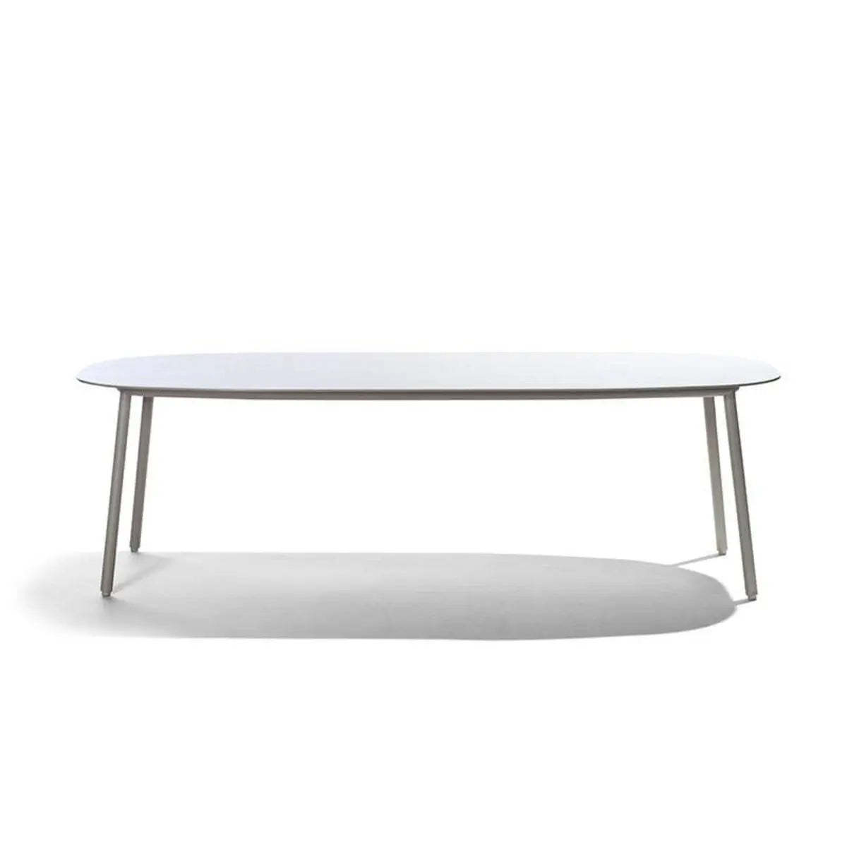 White Waterproof Stone Oval Outdoor Coffee Table — White / Table Only