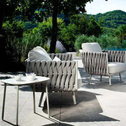 White Waterproof Stone Oval Outdoor Coffee Table