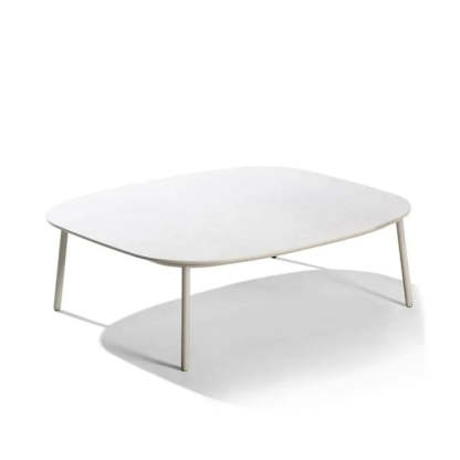 White Waterproof Stone Oval Outdoor Coffee Table