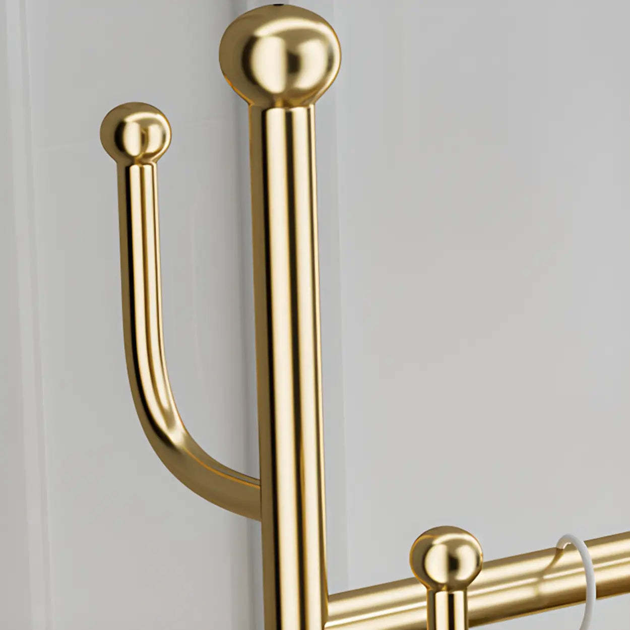 Oval Gold Metal Basket Coat Rack with Hooks — Gold