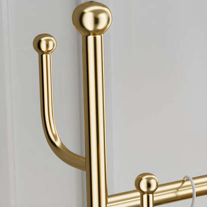 Oval Gold Metal Basket Coat Rack with Hooks — Gold