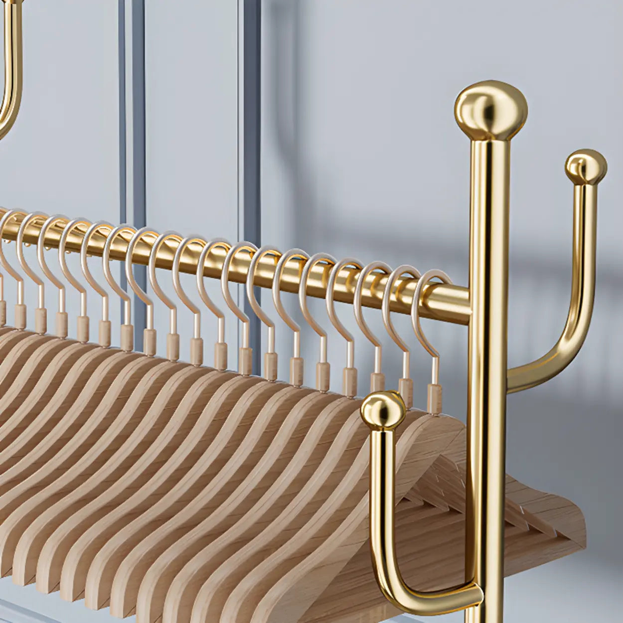 Oval Gold Metal Basket Coat Rack with Hooks — Gold