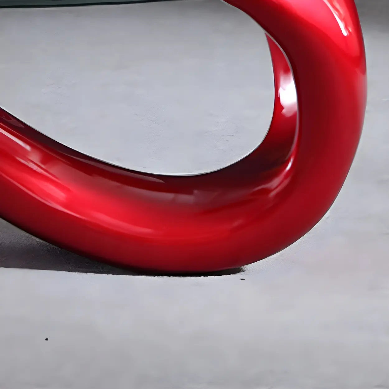 Oval Glass Abstract Metal Base Coffee Table — Silver