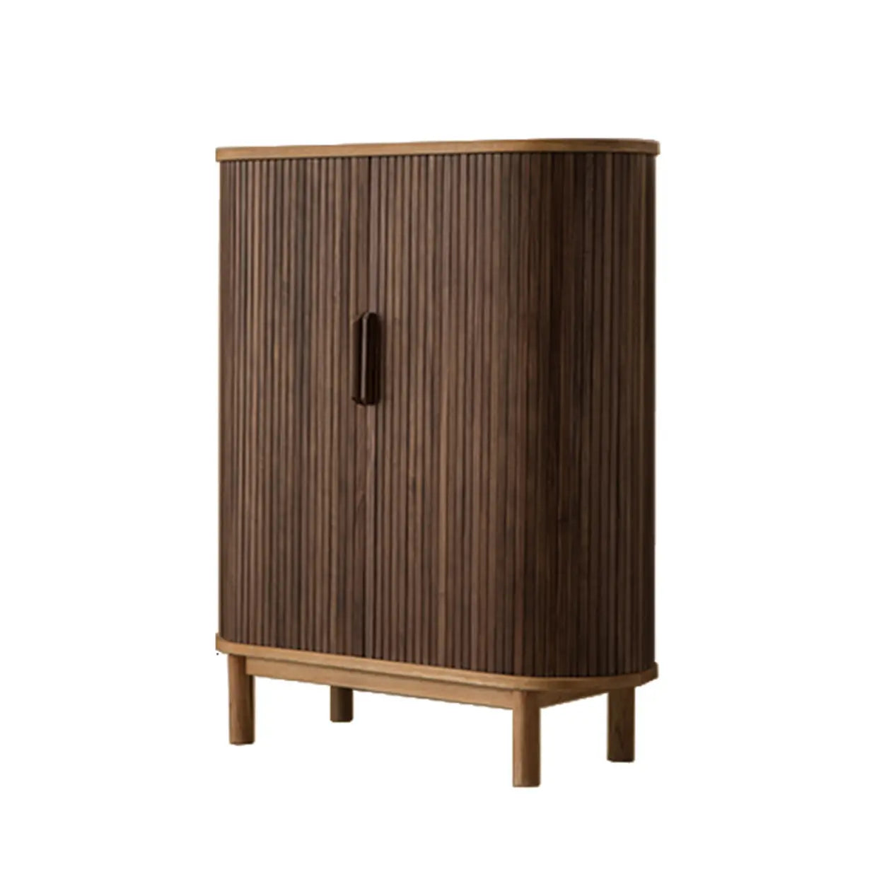 Brown Oval Wood Large Entryway Shoe Cabinet