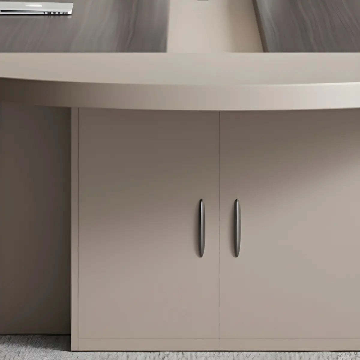 Oval Manufactured Wood Conference Table with Cabinets