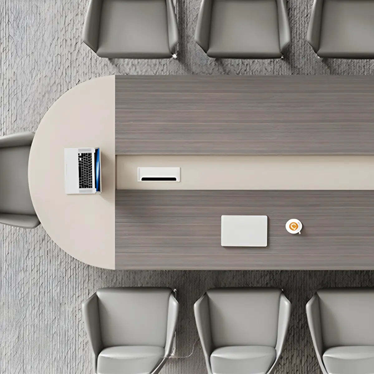 Oval Manufactured Wood Conference Table with Cabinets