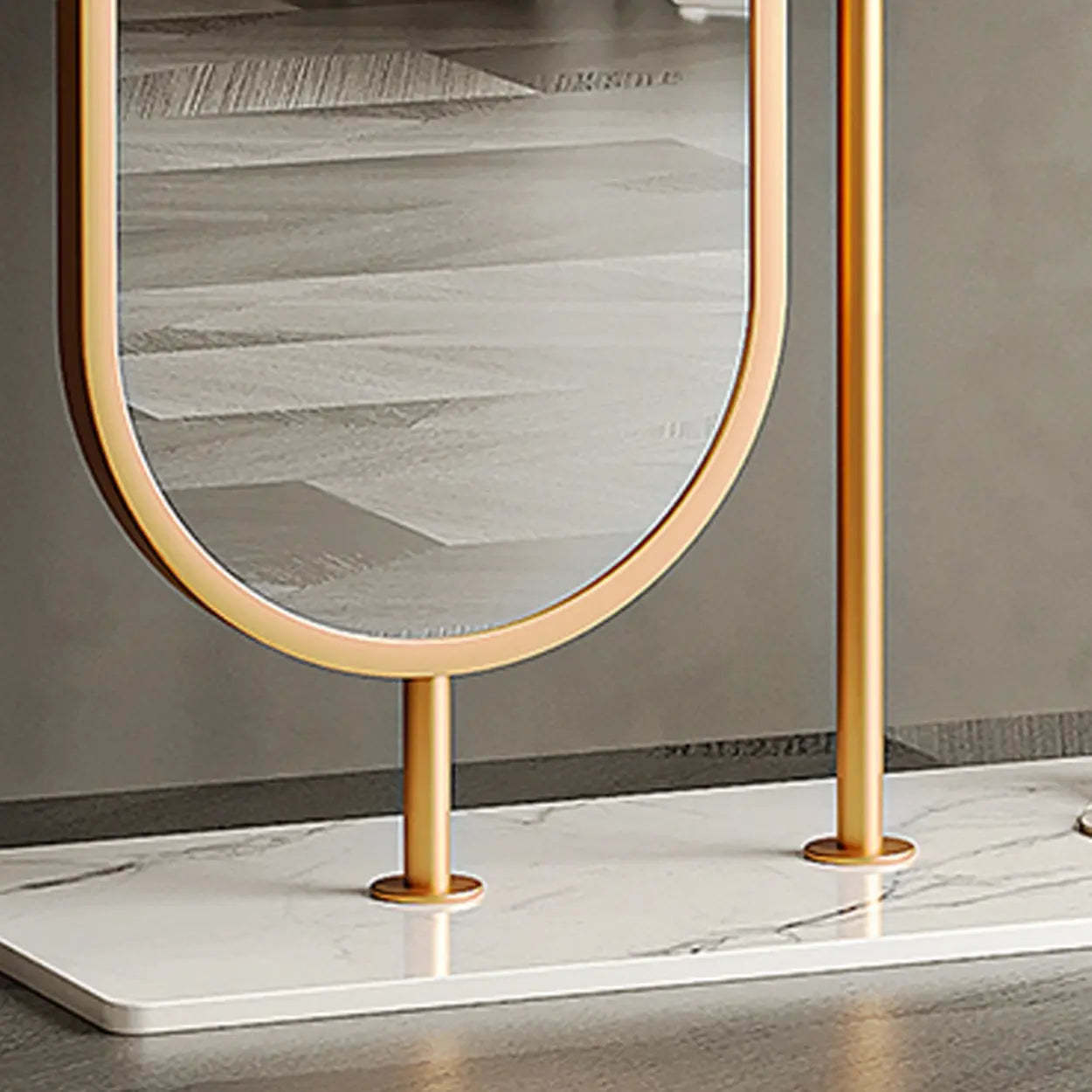 Oval Gold Metal Mirror Coat Rack with Hooks