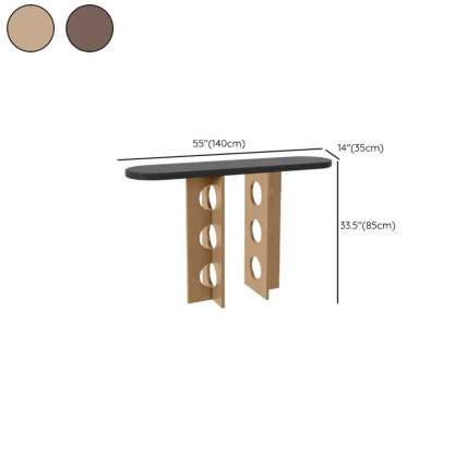 Oval Pine Wood Abstract-Base Entryway Console