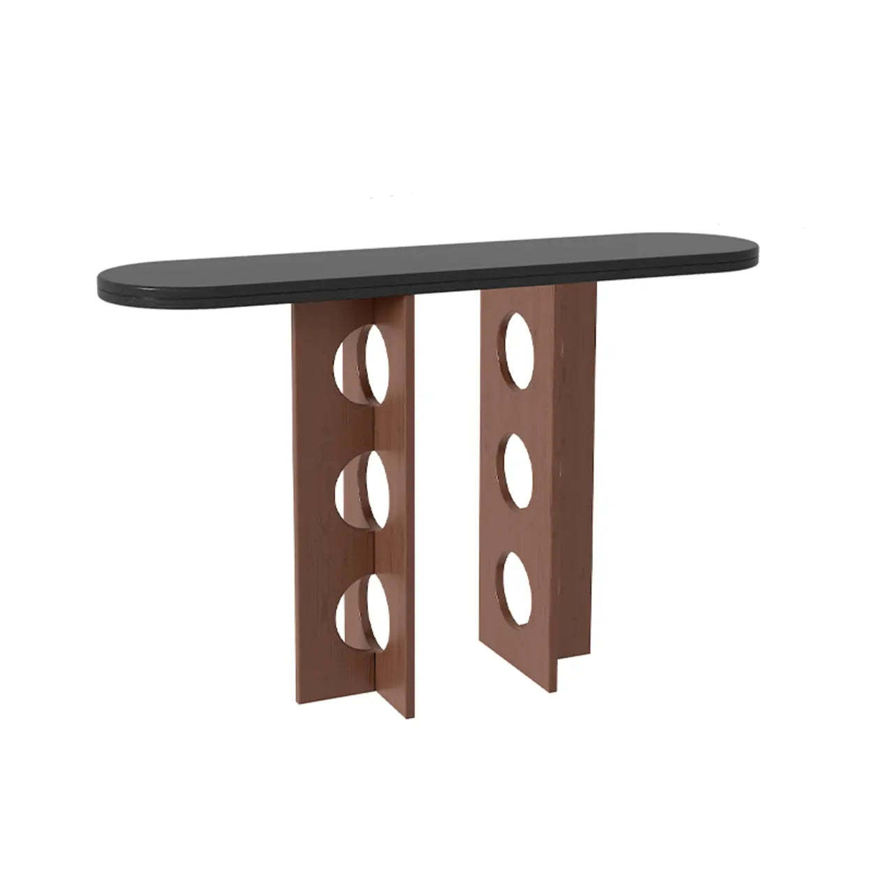 Abstract decor wood end & side tables for hallway — 31" L x 14" W x 33" H / Walnut