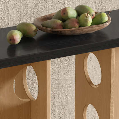 Oval Pine Wood Abstract-Base Entryway Console — Natural
