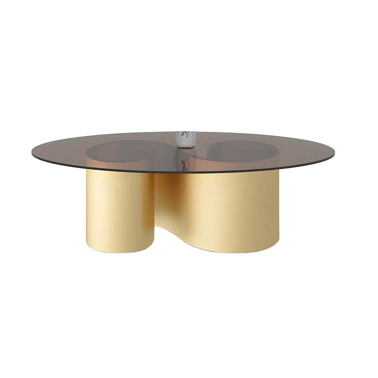 Oval Coffee Table with Abstract Metal Base — Black / Gray