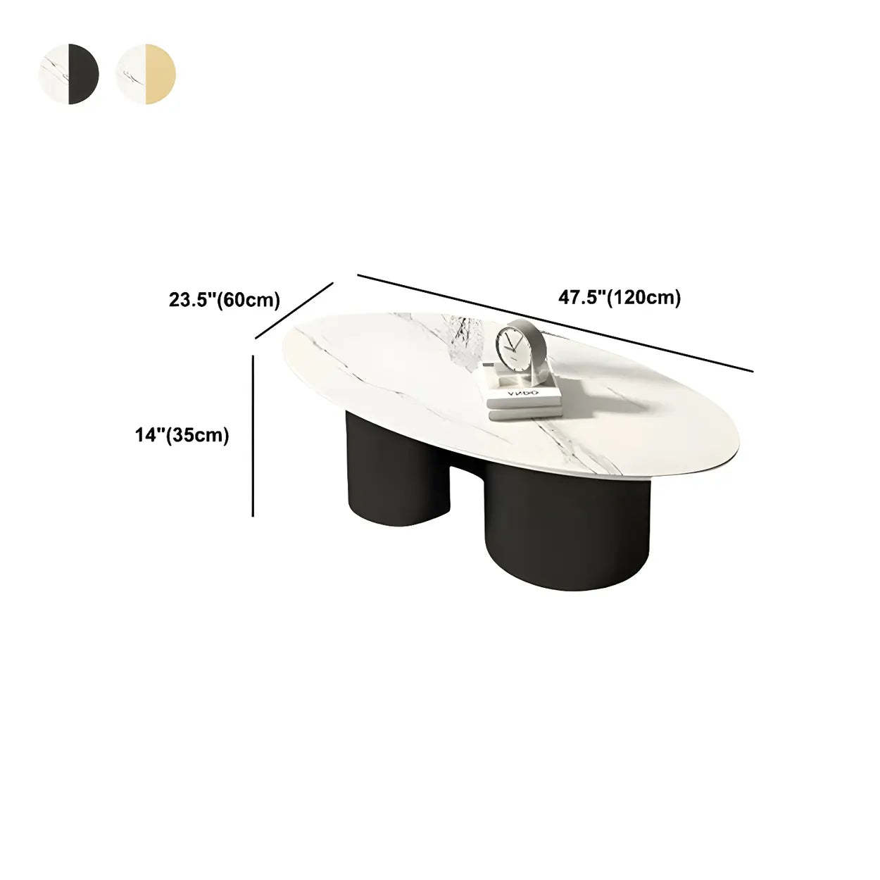 Oval Coffee Table with Abstract Metal Base