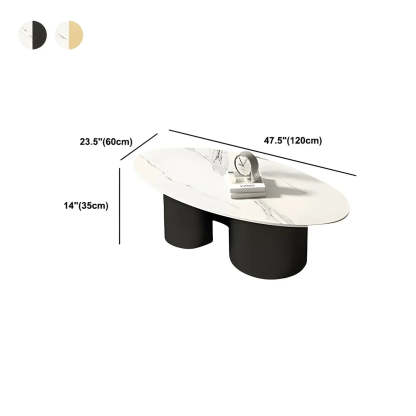 Oval Coffee Table with Abstract Metal Base