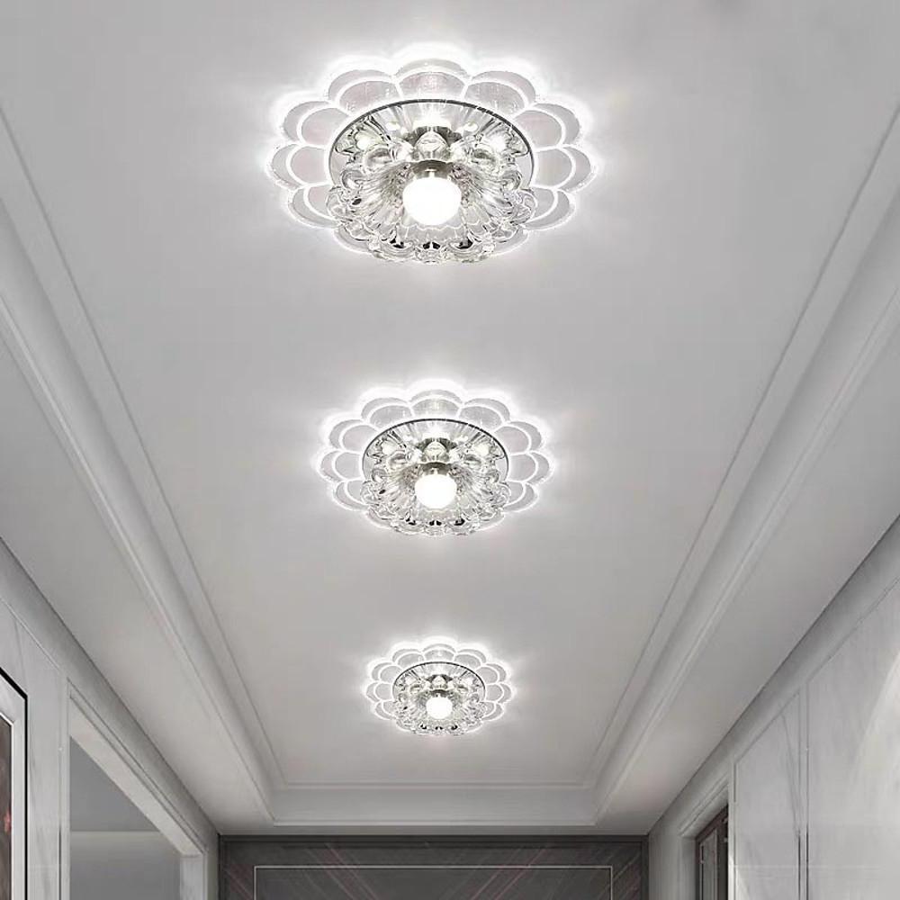 Flower Effect Crystal Metal LED Flush Mount Ceiling Light