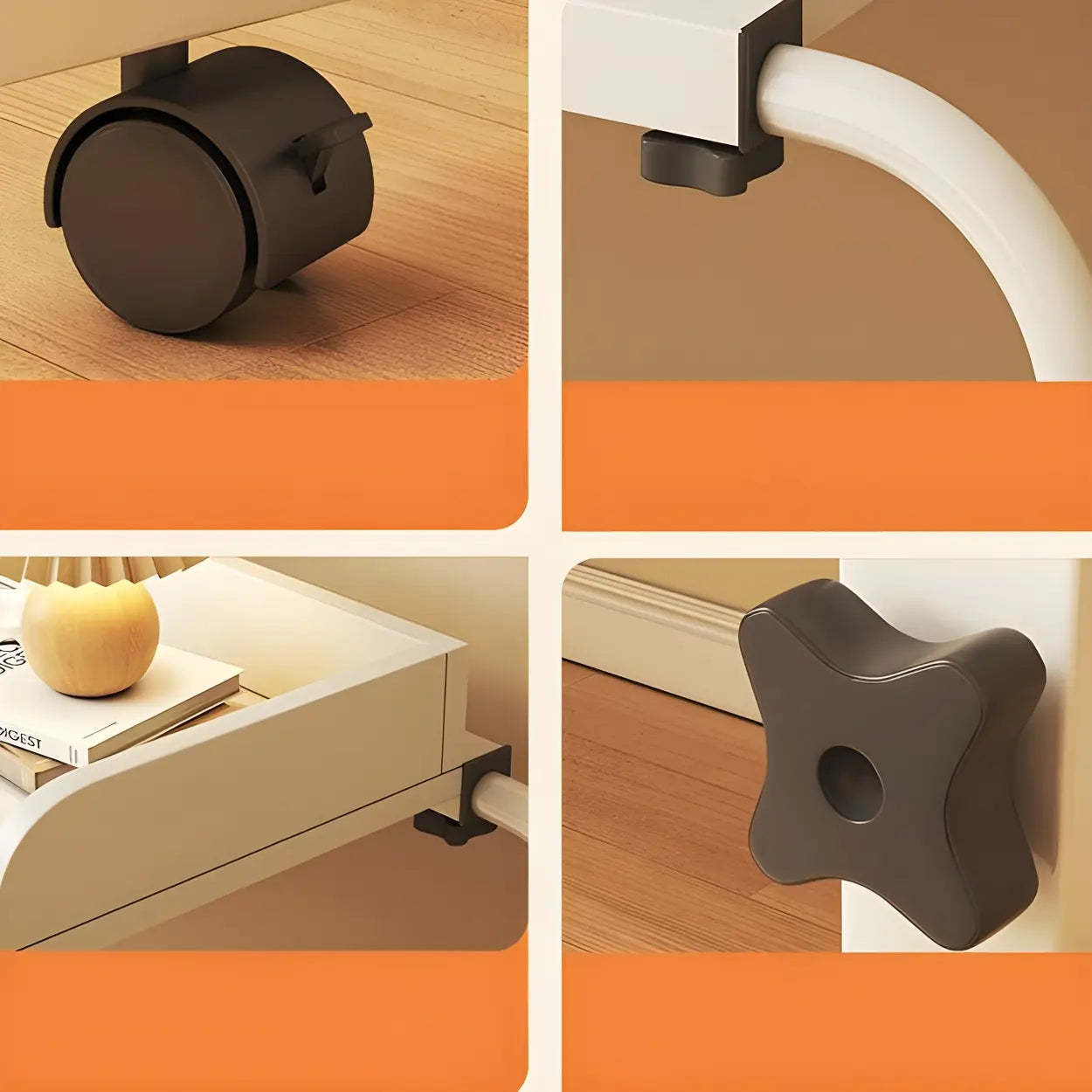 Over-Bed Adjustable Wood Writing Desk with Wheels