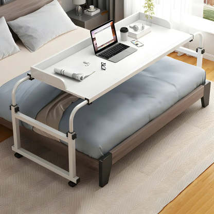 Over-Bed Adjustable Wood Writing Desk with Wheels