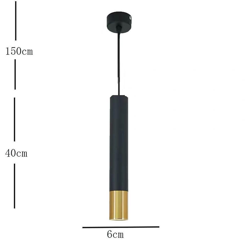 Elongated Cylinder Black and Gold Metal Shade LED Modern Pendant Light Island Hanging Lights-Lighom