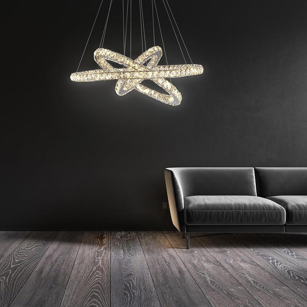 Interwoven Geometrical Circle Crystal Chandeliers for Living Room-Lighom
