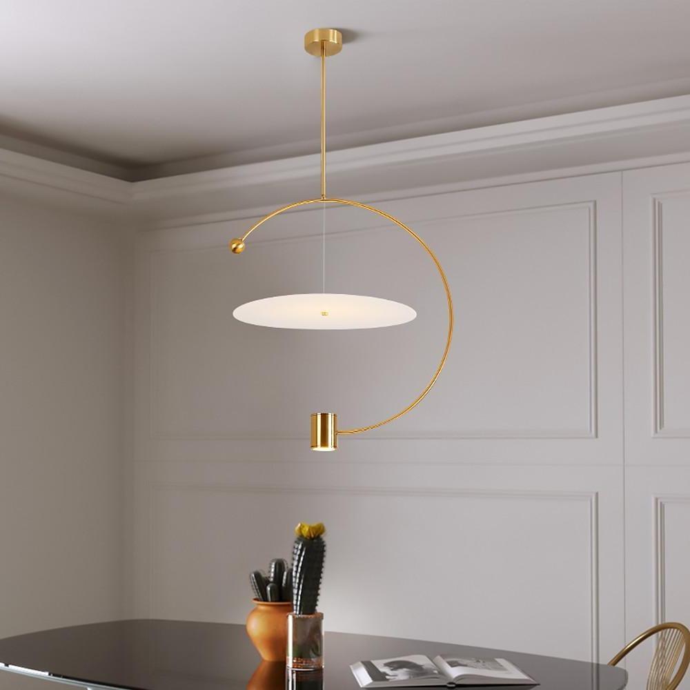 Electroplated Metal Semi Circular LED Gold Nordic Pendant Lighting-Lighom