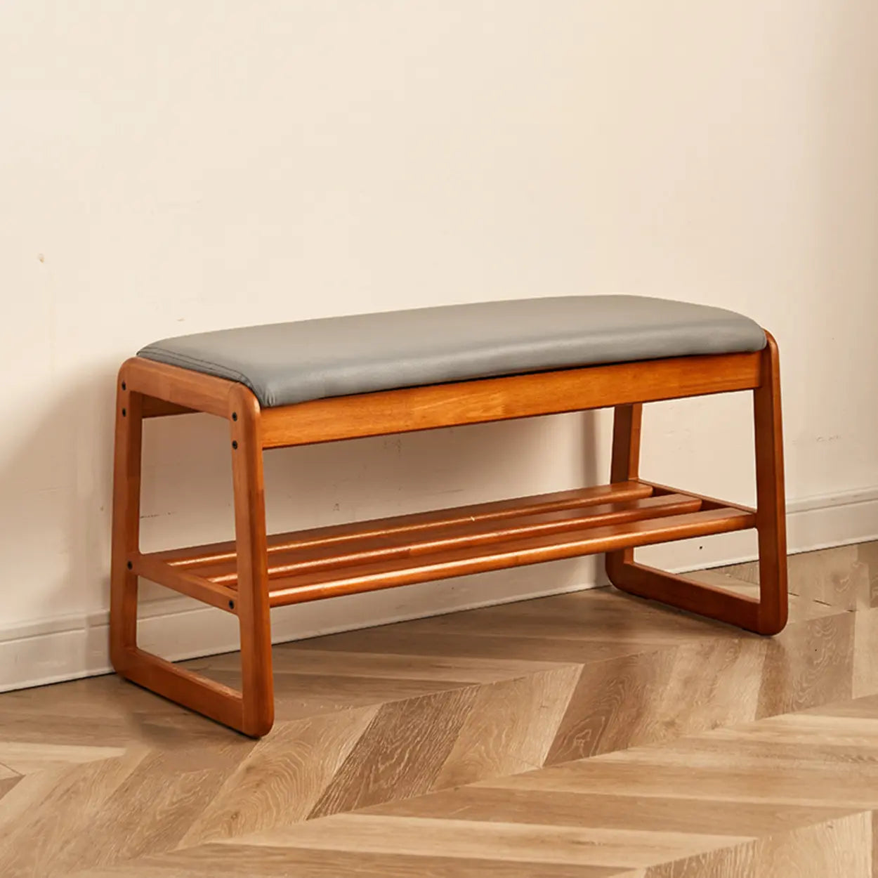 Padded Entryway Bench with Double Shoe Storage