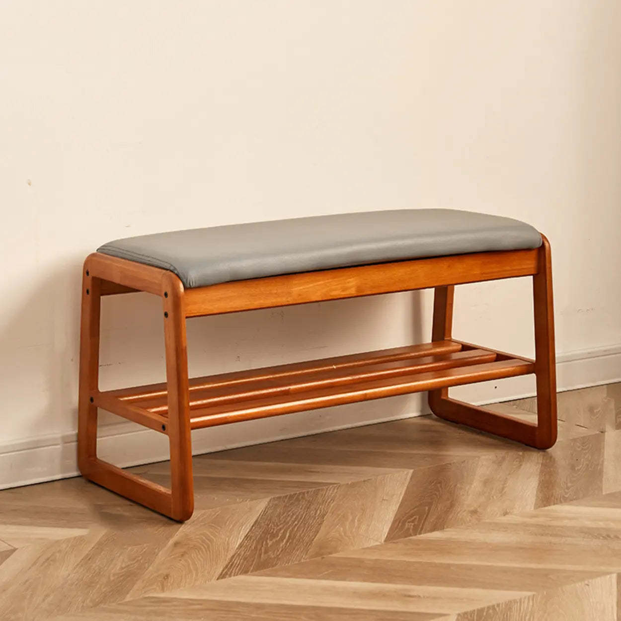 Padded Entryway Bench with Double Shoe Storage