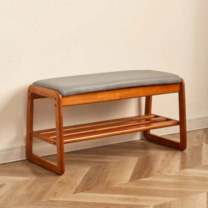 Padded Entryway Bench with Double Shoe Storage