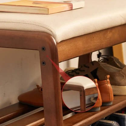 Padded Entryway Bench with Double Shoe Storage