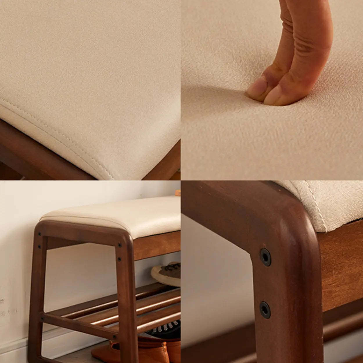 Padded Entryway Bench with Double Shoe Storage