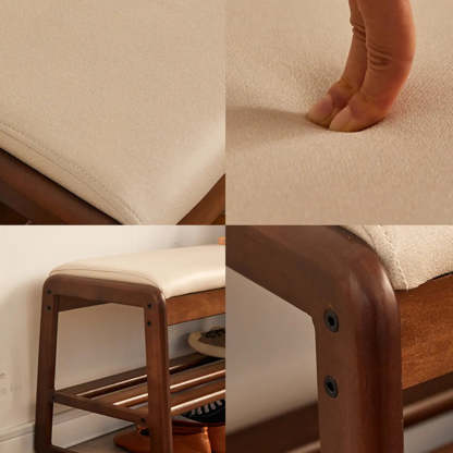 Padded Entryway Bench with Double Shoe Storage
