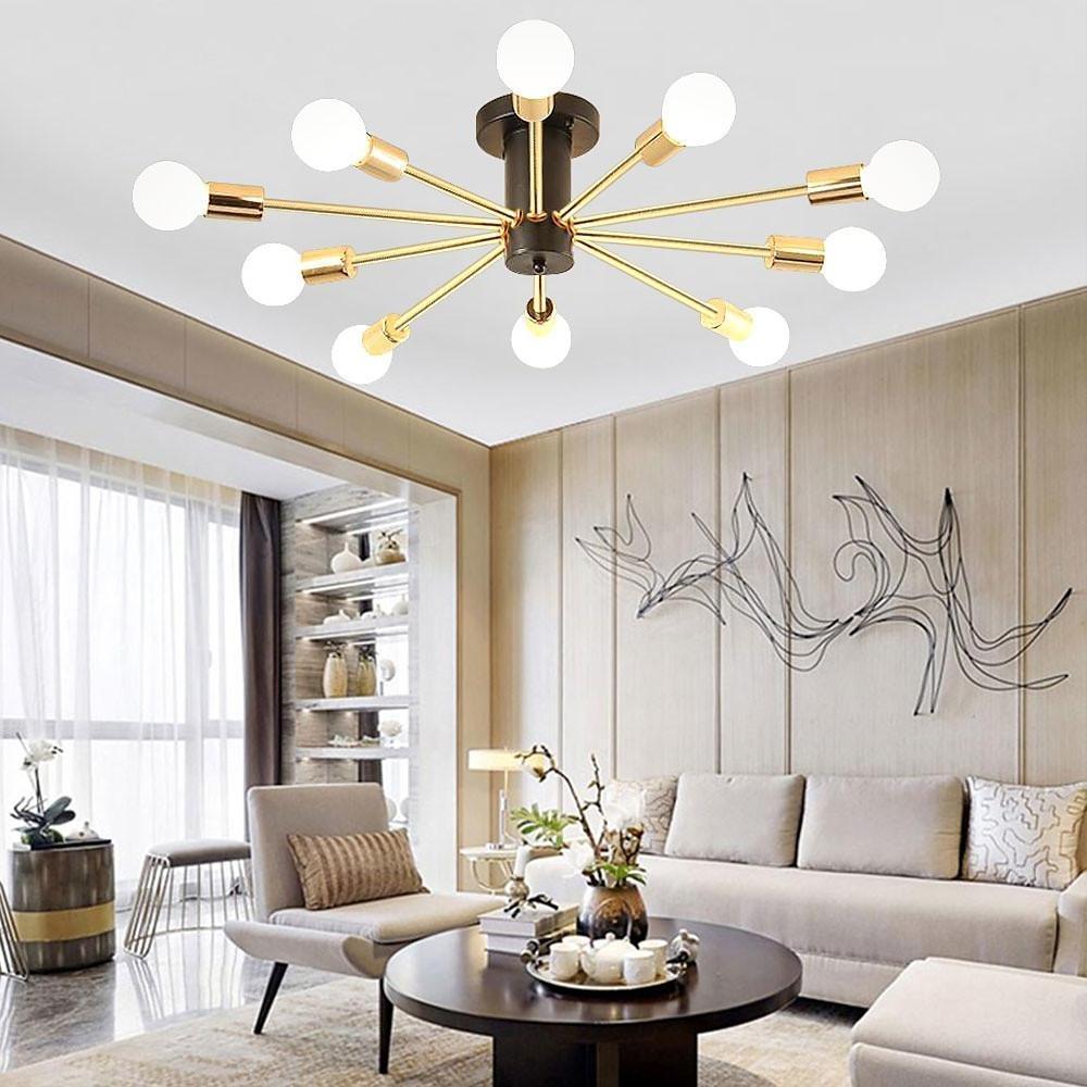 Industrial Sputnik Chandelier Geometric Gold Chandelier for Living Room-Lighom