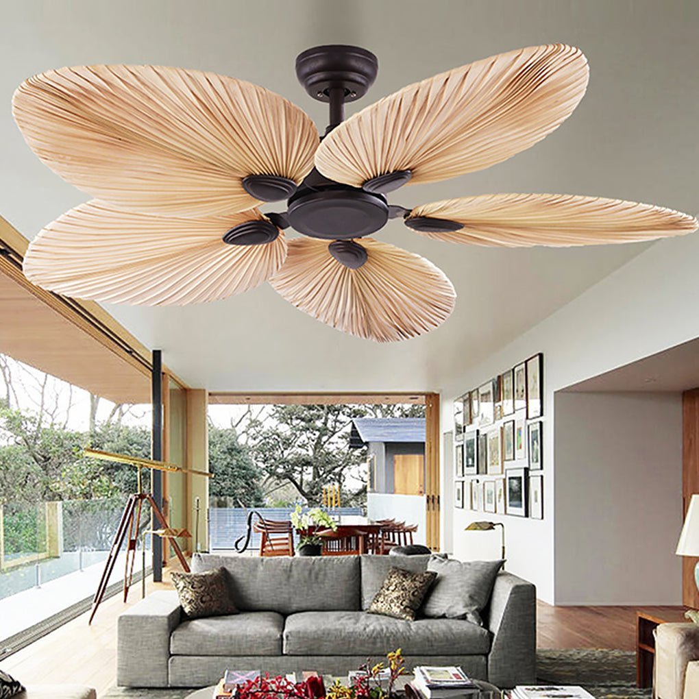 Palm Leaf Silent 52" Flush Mount Modern Ceiling Fan