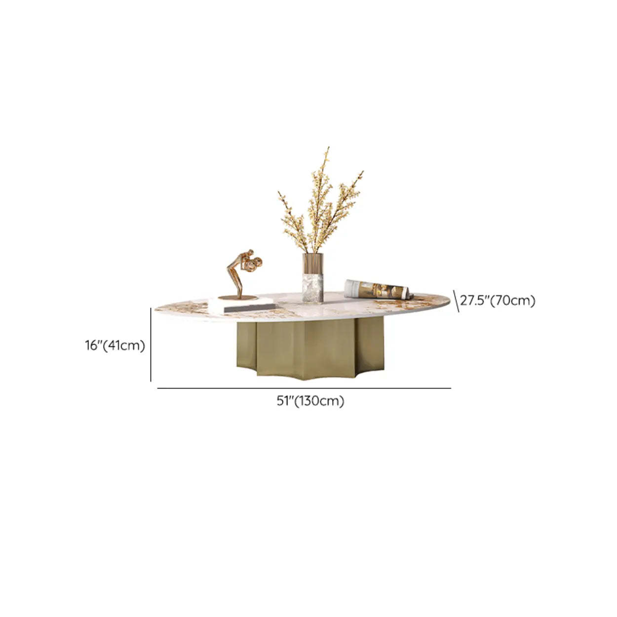 Pandora Gold Scratch Resistant Stone Oval Coffee Table