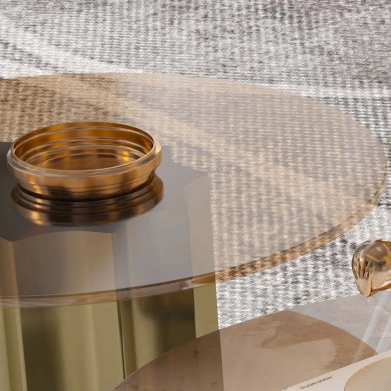 Pandora Gold Scratch Resistant Stone Oval Coffee Table