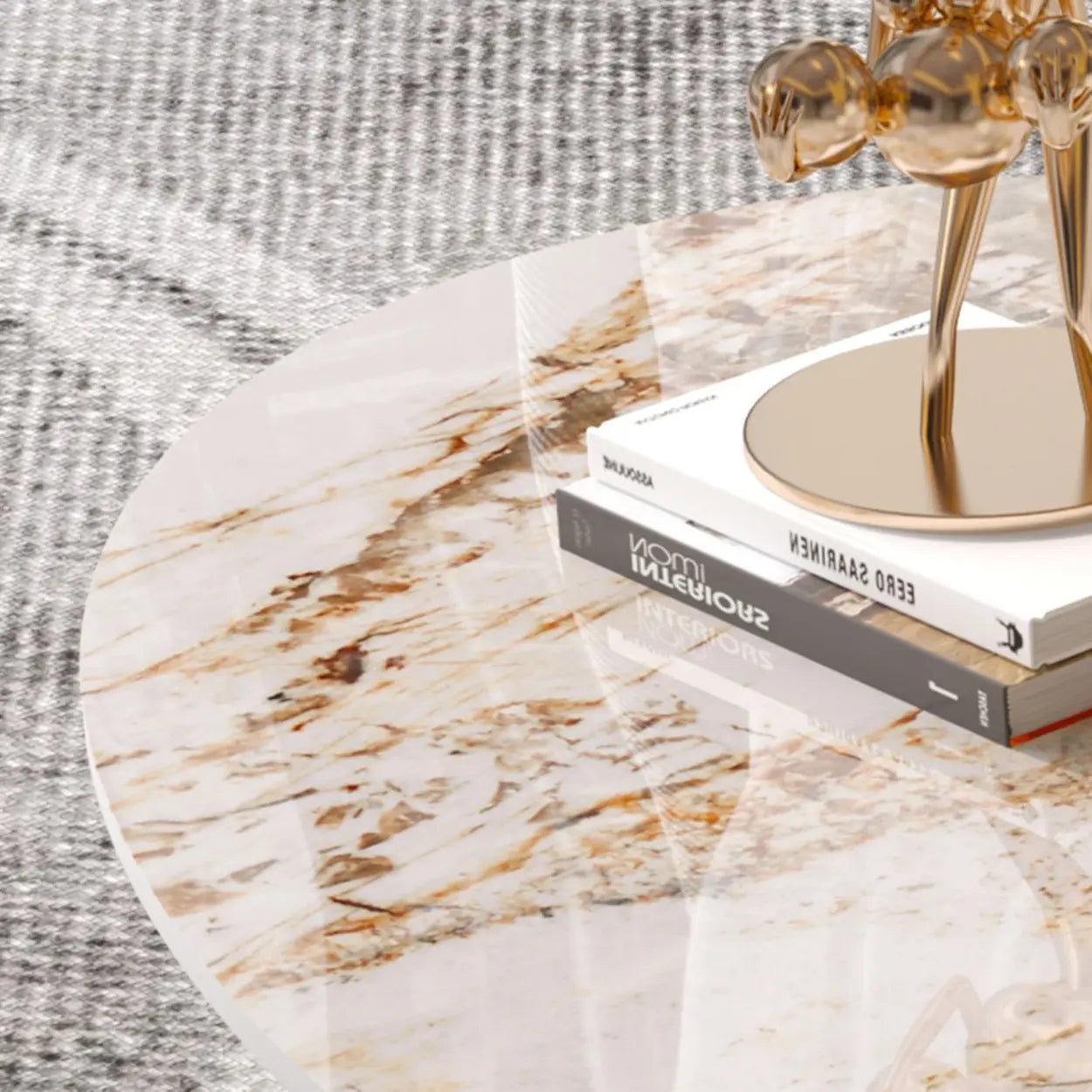 Pandora Gold Scratch Resistant Stone Oval Coffee Table