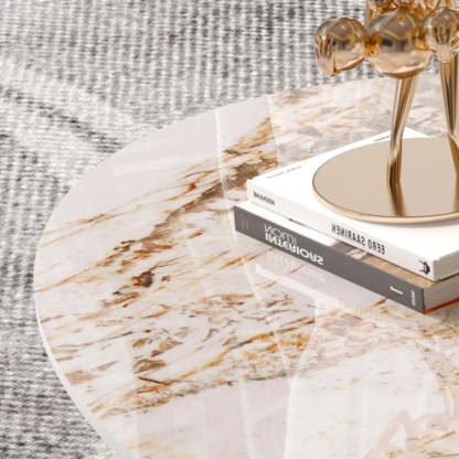 Pandora Gold Scratch Resistant Stone Oval Coffee Table