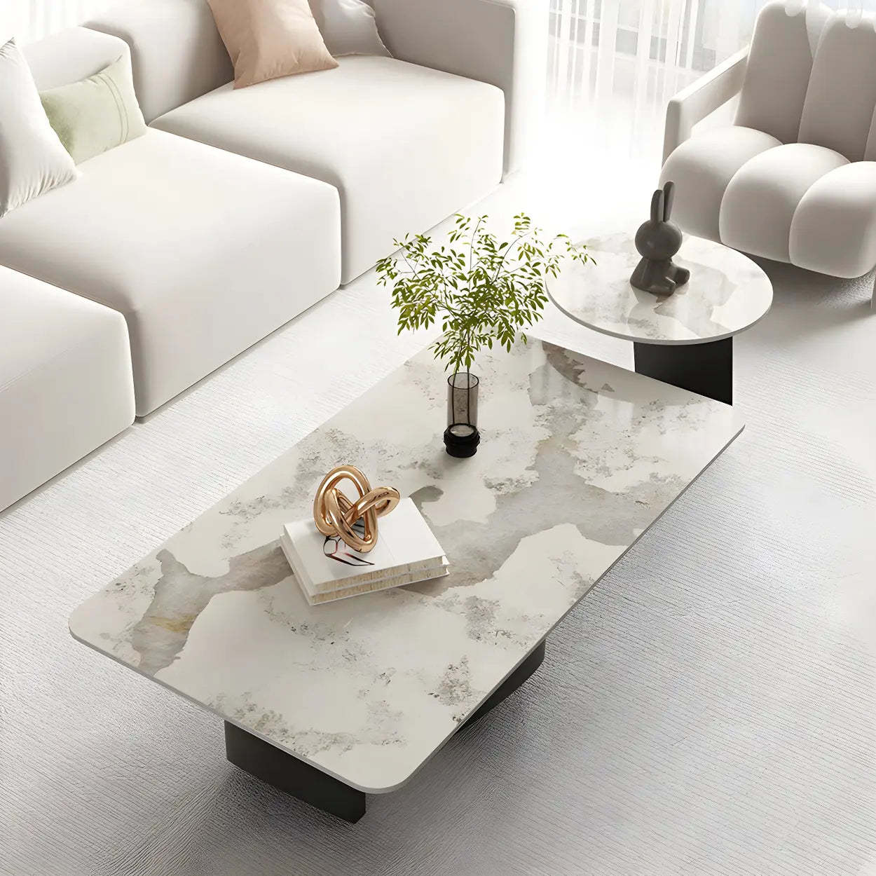 Pandora Gold Stone Black Metal Coffee Table — Pandora & Gold