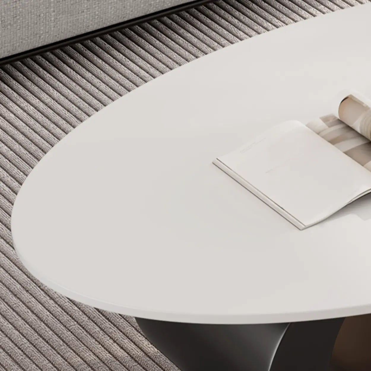 Pandora Stone Oval Abstract Base Nesting Coffee Table