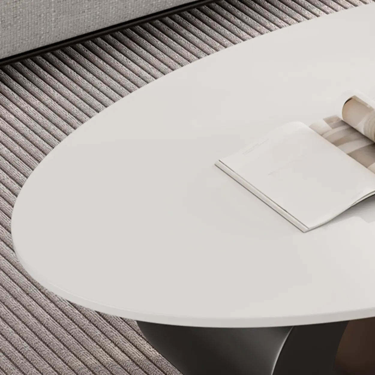 Pandora Stone Oval Abstract Base Nesting Coffee Table