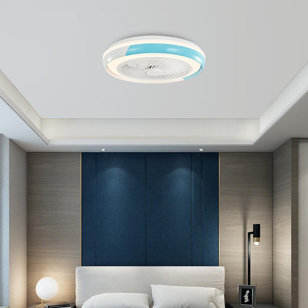 White Flush Mount Bladeless Fan Ceiling with LED Light-Lighom