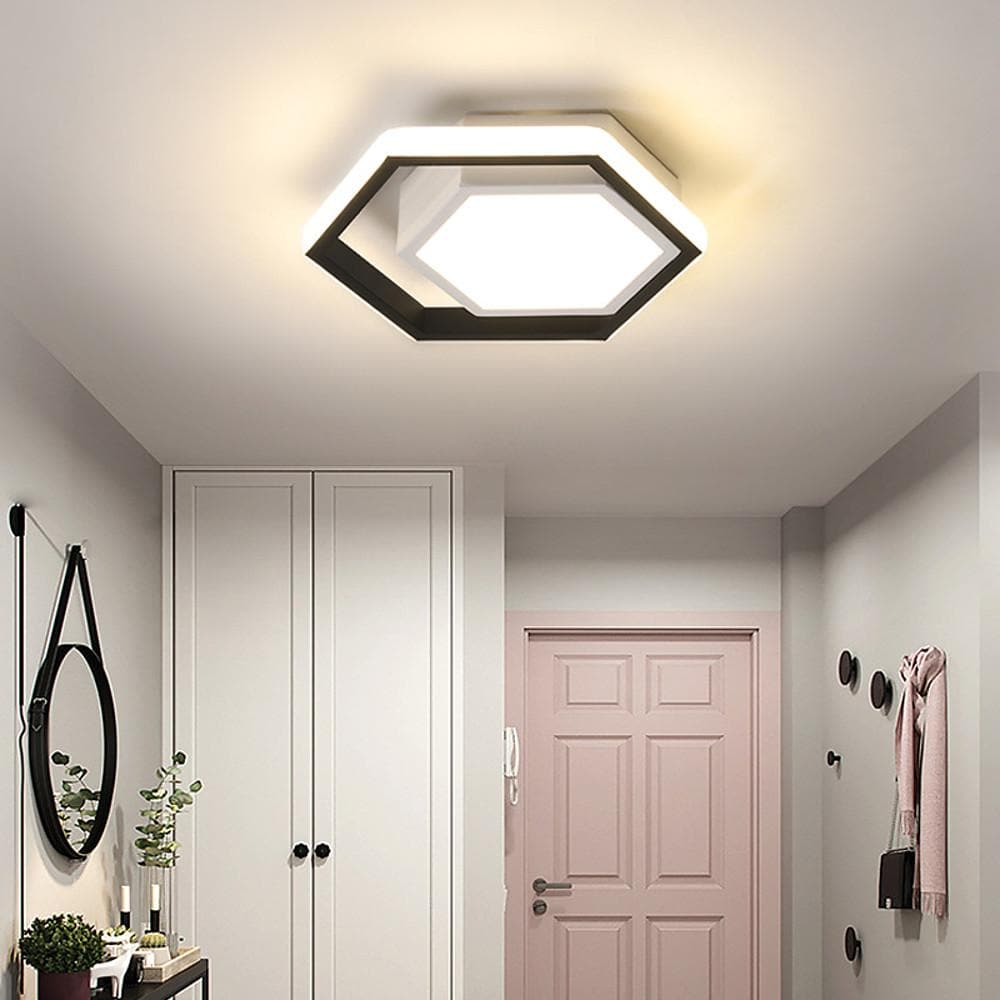 Modern hanging hexagon synthetic flush mount lighting — Cool White (6000K)