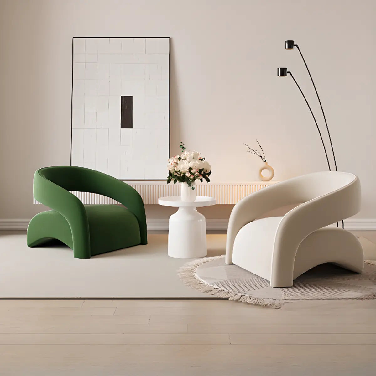 Peacock Green Frosted Velvet Barrel Chair