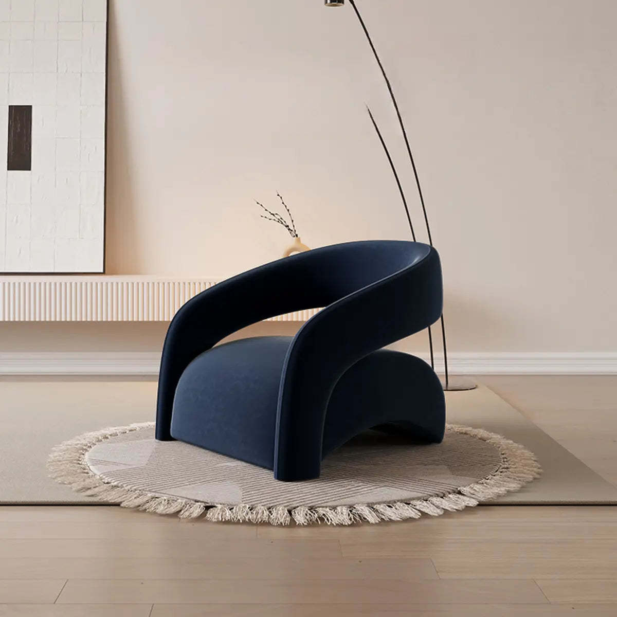 Peacock Green Frosted Velvet Barrel Chair