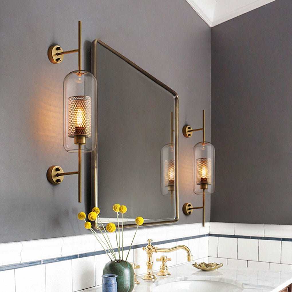 Personalized Creative Retro Industrial Style Corridor Bronze Glass Tank Wall Sconces-Lighom