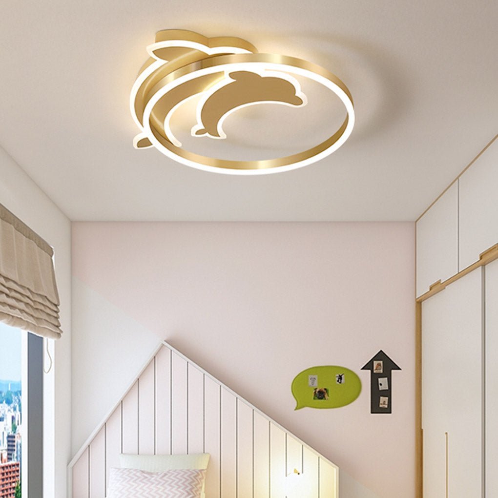 Romantic Three-Color LED Dolphin Ceiling Lamp
