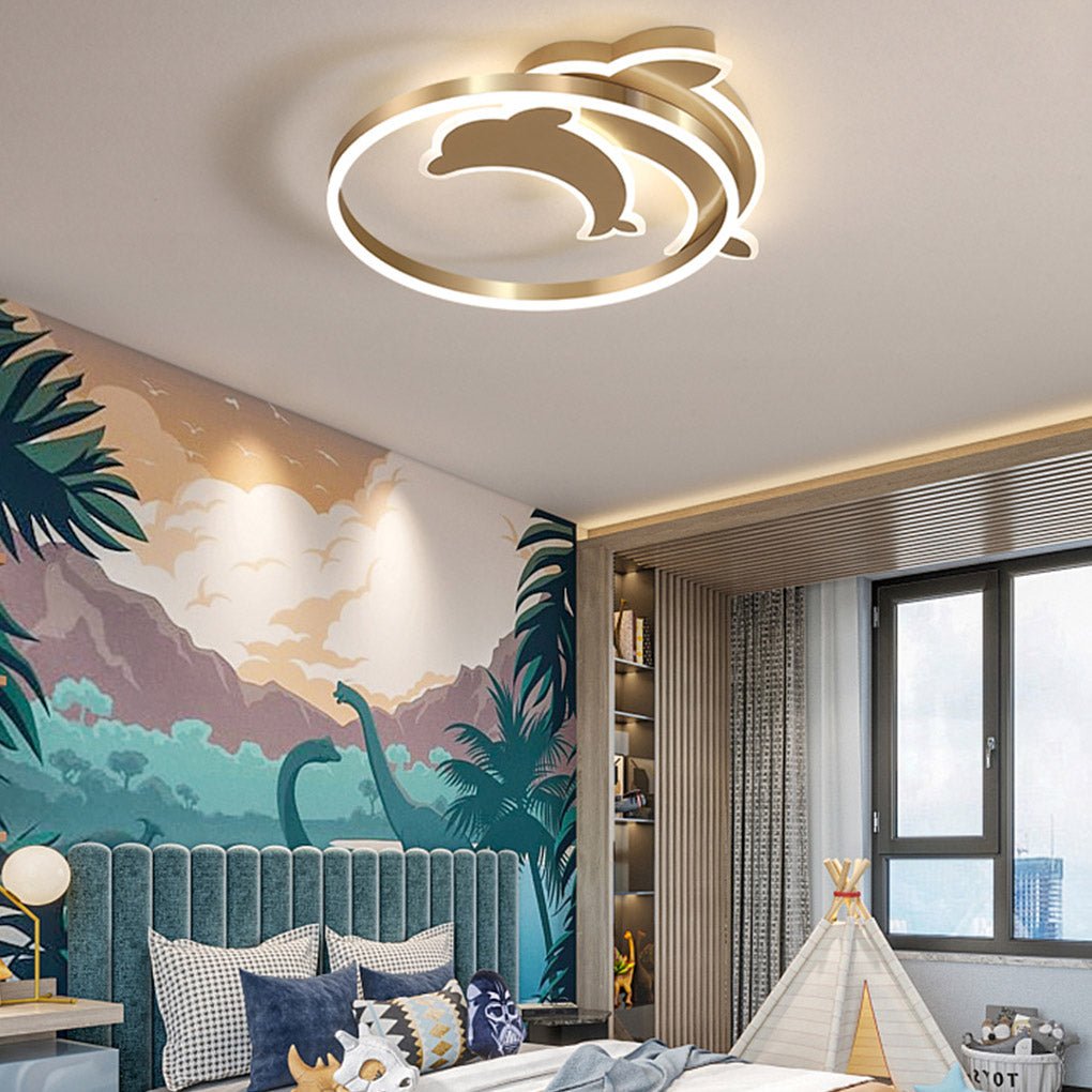 Romantic Three-Color LED Dolphin Ceiling Lamp